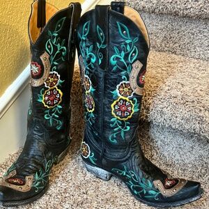 Old Gringo Floral Horseshoe Embroidered Women's Cowboy Boots Size 8